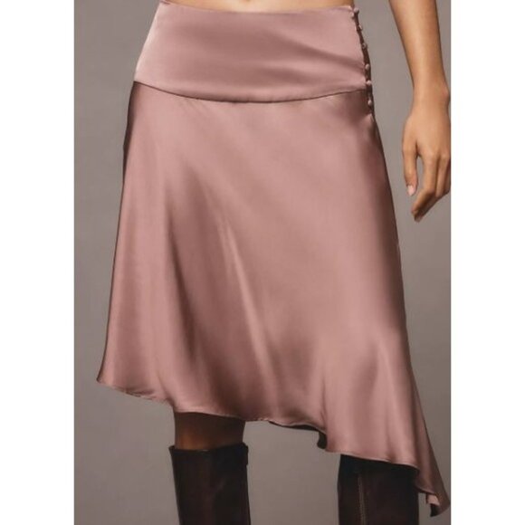Anthropologie Women’s Mauve Viscose Asymmetric Midi Skirt M Minimalist Quiet Lux - Picture 1 of 14